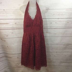 David’s Bridal Short Halter Lace Dress